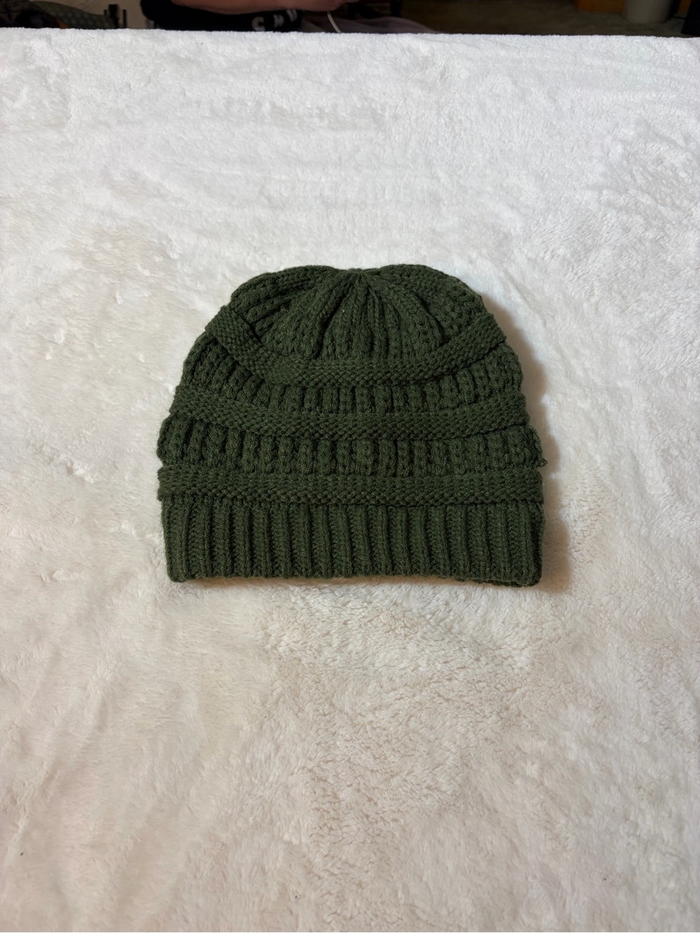 Women's Olive Green Knit Beanie Hat